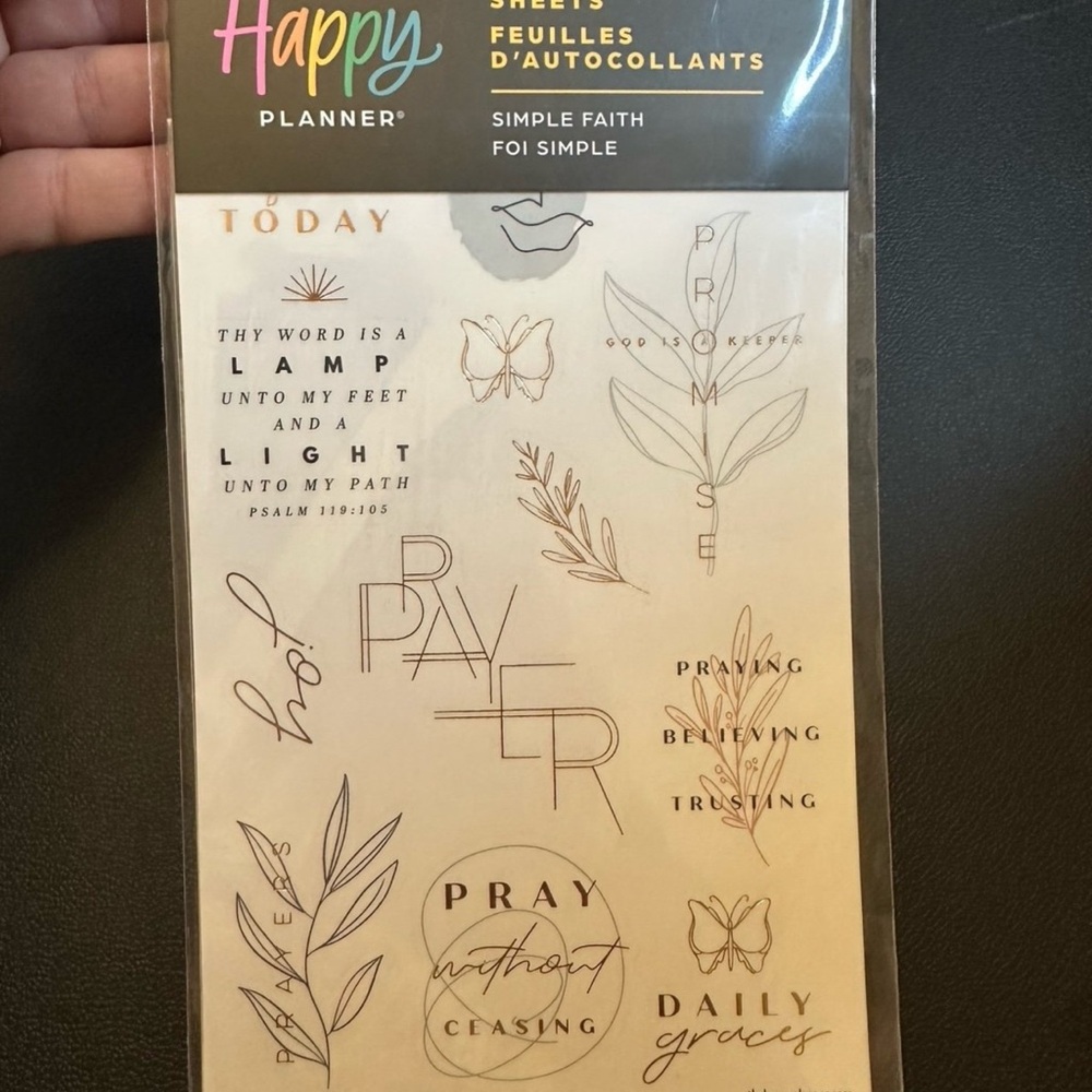 Happy Planner Simple Faith Sticker Set - Black and Gold